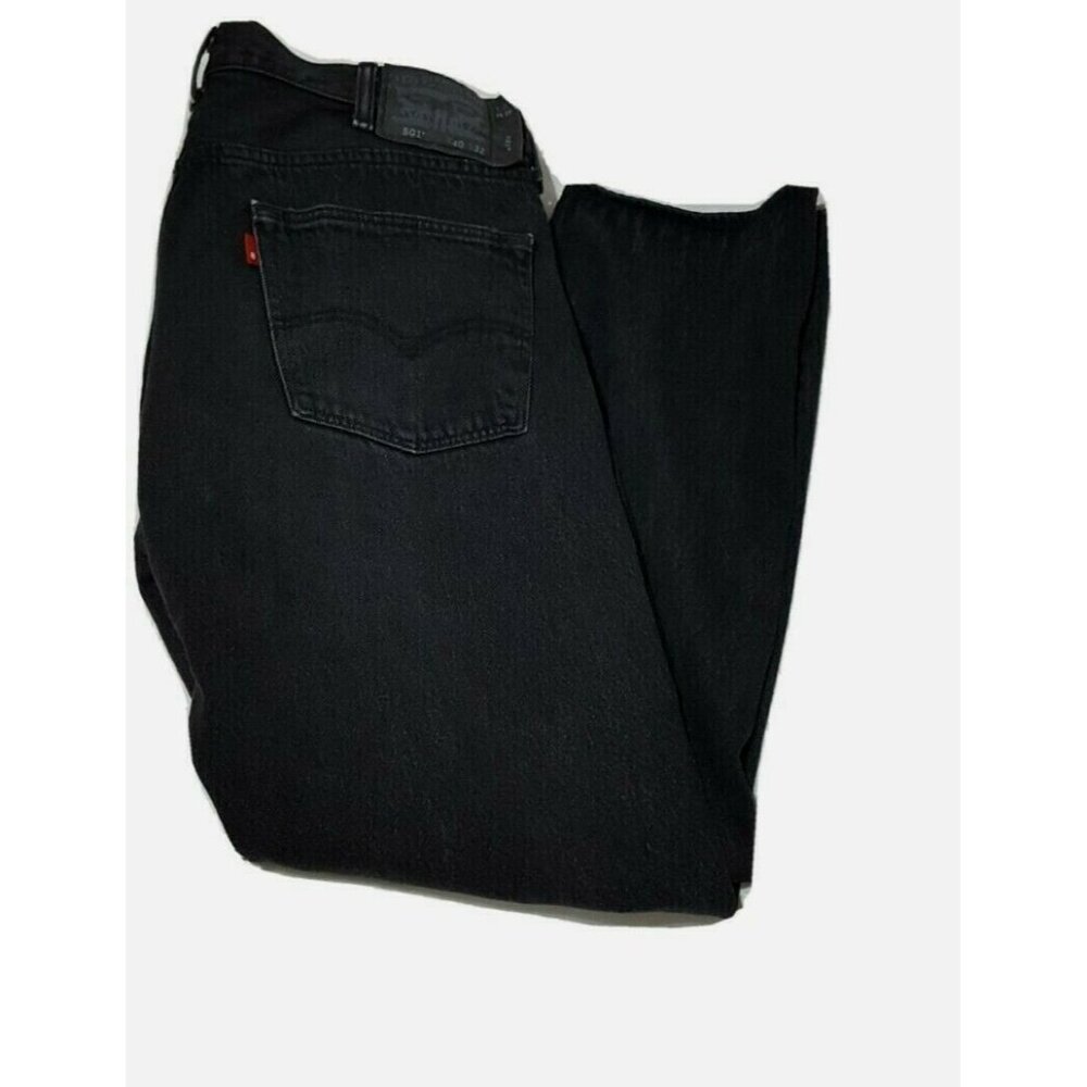 Levi's Mens 501 Original Fit Straight Leg Button Fly Jeans Black Measure 40 X 30